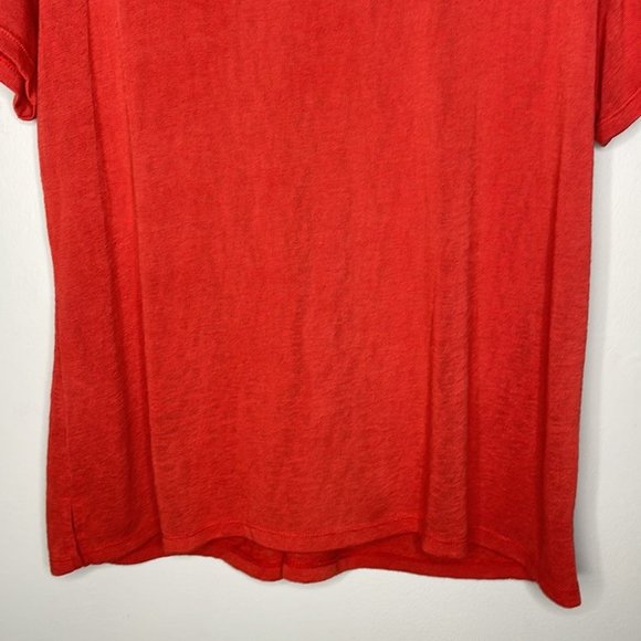 Modern Canvas XXL Orange Lightweight Modal Blend Short Sleeve Lace Detail Blouse - Picture 7 of 9